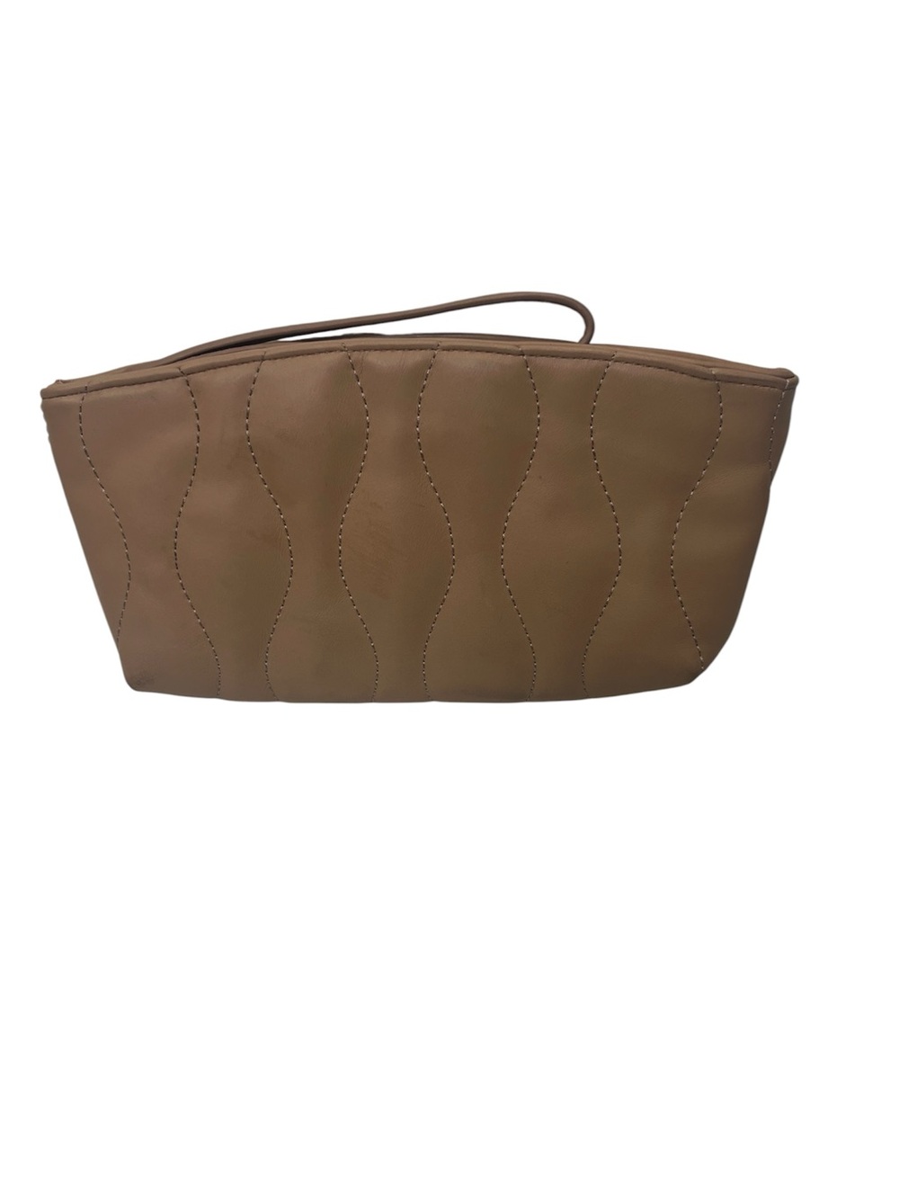 Universal Thread Quilted Top Zip Closure Wristlet - Tan Faux Leather